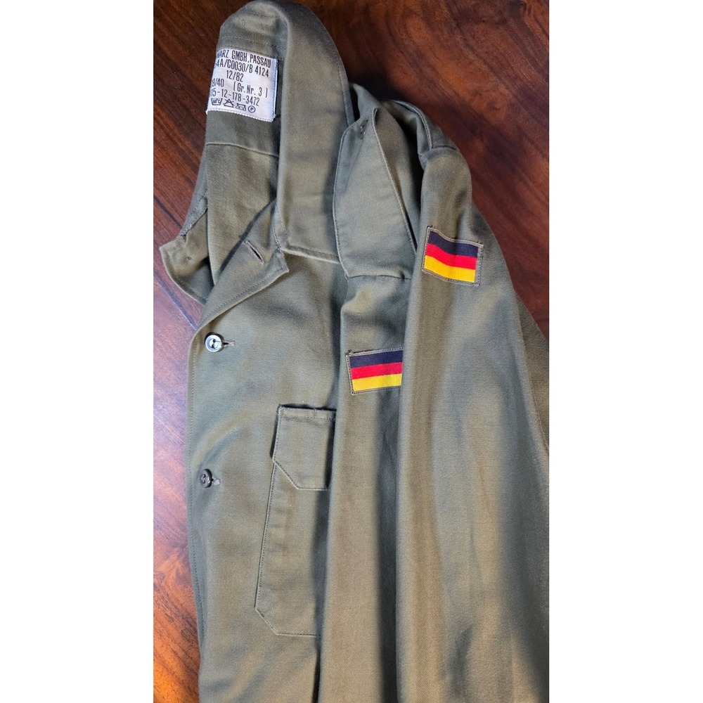 Vintage 1982 German Military Field Shirt Olive Drab Schwarz GMBH Passau Gr 39/40 - Picture 8 of 8